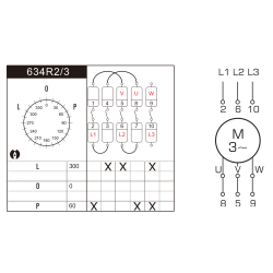 Vačkový spínač reverzačný 20A L-0-P KE1R2 uzamykací