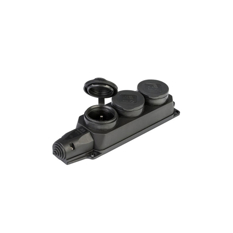 Zásuvka gumová trojnásobná IP44/230V/16A, METE