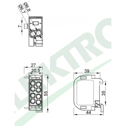 Svorkovnica rozbočovacia HLS 100A-2 (1x25,1x16/1x25,1x16) - hnedá