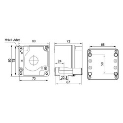 Skriňa pre hlavice a signálky, hliníková 80x80x73mm, 1 otvor, IP67, METE