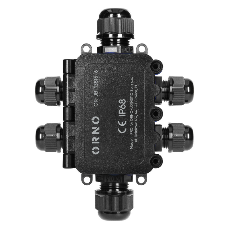 Spojovacia krabica 6X IP68, 0,5-6,0mm2, 2 vývodky M20, 4 vývodky M16