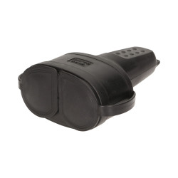 Gumová zásuvka na kábel dvojitá 2x230V, IP44 čierna, OR-AE-13117