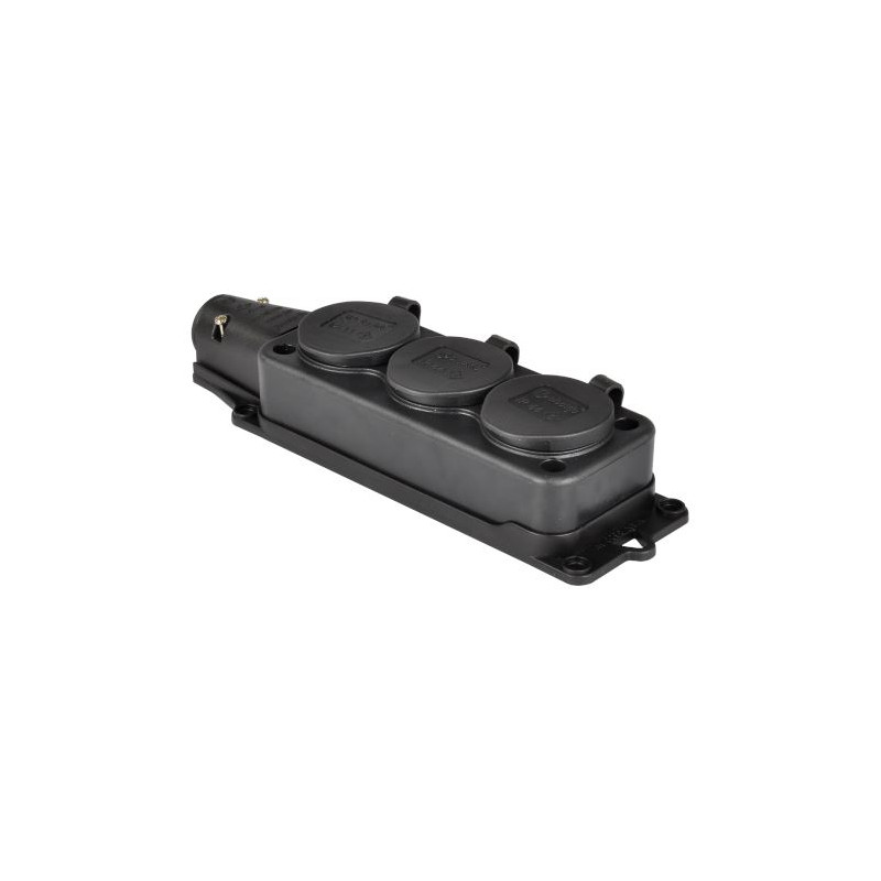 Zásuvka gumová trojnásobná IP44/230V/16A, TP electric
