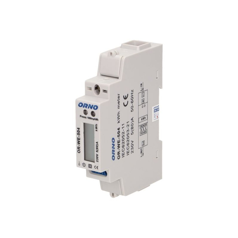 Jednofázový elektromer 80A port RS-485 1 modul DIN TH-35mm OR-WE-504