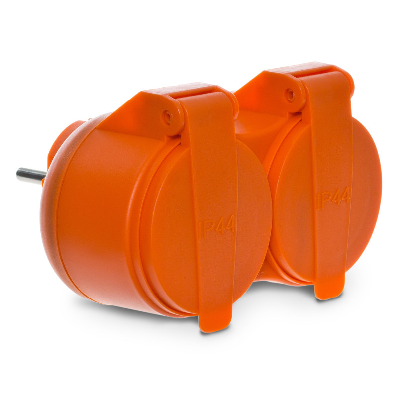 Zásuvka dvojnásobná rozbočovacia 2x2P + Z, 16A, 250V, IP 44