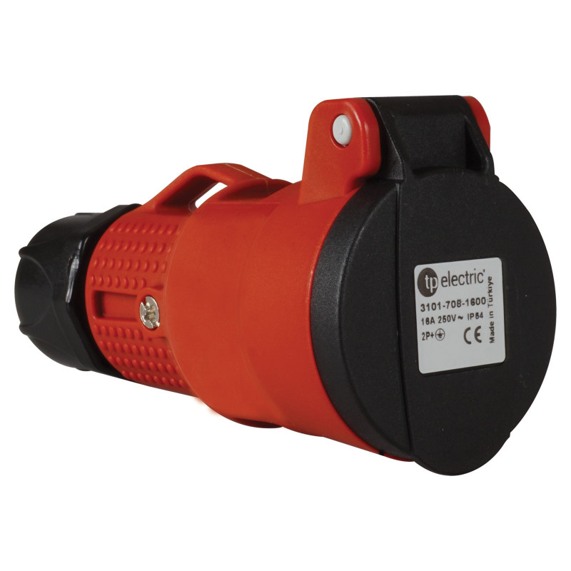 Zásuvka spojovacia plastová PRO, IP54, červená, TP electric