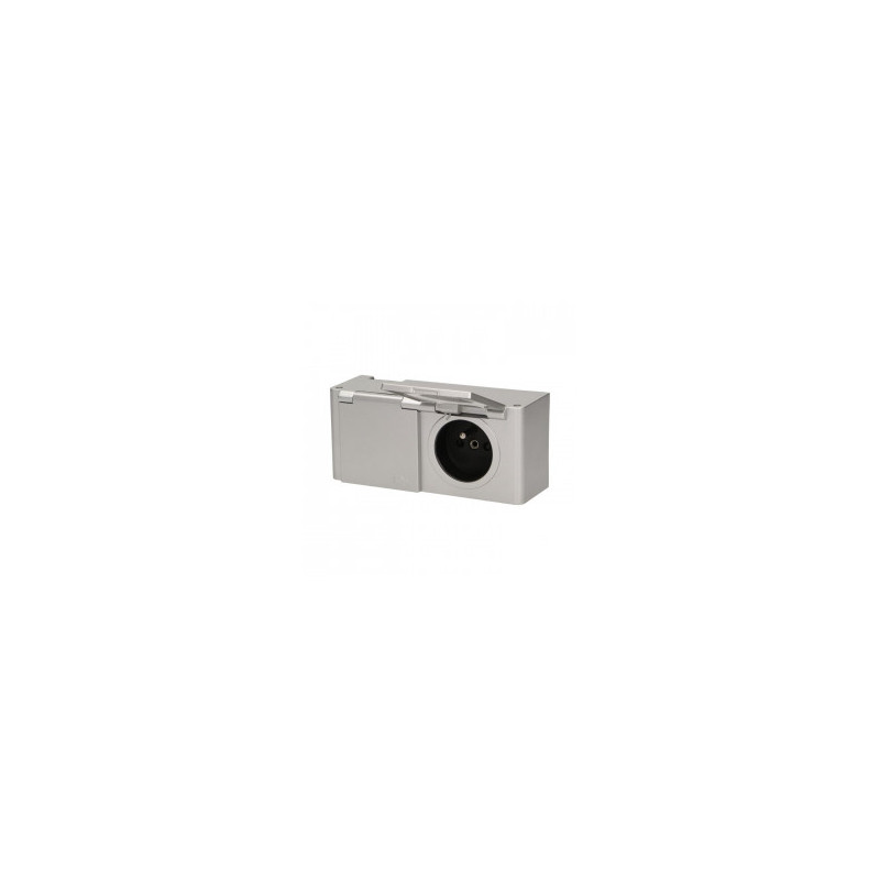 Hermetická zásuvka pod skriňu IP44, 2x2P+E, strieborná FS-11