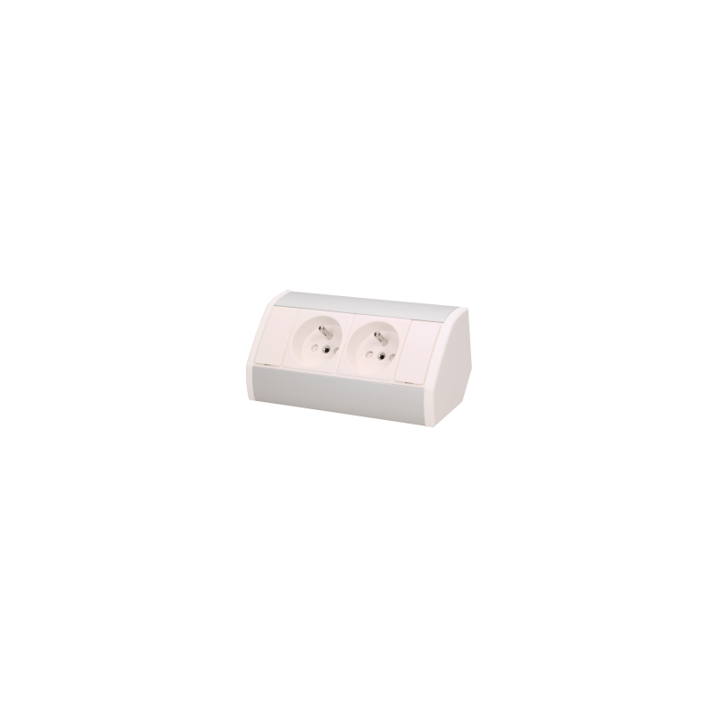 Nábytková zásuvka 2x2P + Z biela a strieborná OR-GM-9005 /W-G
