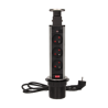 Nábytková zásuvka Ø6 cm výsuvná z hornej časti so zámkom a káblom 1,8 m 3x2P + Z INOX OR-AE-1348