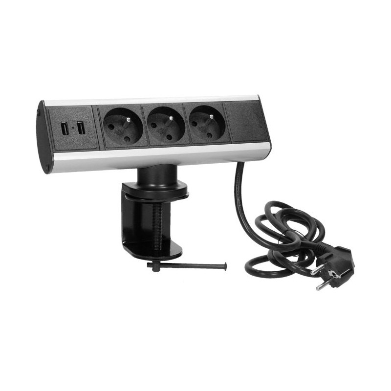 Nábytková zásuvka s USB nabíjačkou a skrutkovacou svorkou 3x2P + E, 2xUSB FS-7
