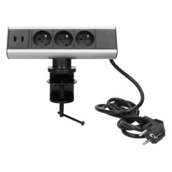 Nábytková zásuvka s USB nabíjačkou a skrutkovacou svorkou 3x2P + E, 2xUSB FS-7