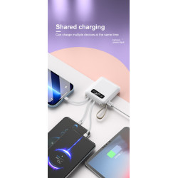 Multifunkčná powerbanka s káblami, 10000mAh, ružová