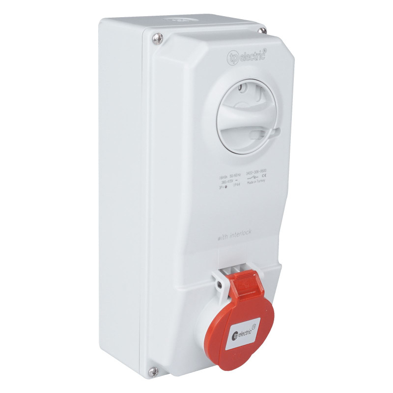 Nástenná zásuvka s blokovaním 16A 4 kolík, IP44, TP electric