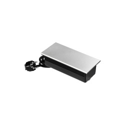 Nábytková zásuvka s posuvným krytom a 1,8m káblom, 2x2P+E, 2xUSB (typ A+C, 4.2A), strieborná OR-GM-9043/G
