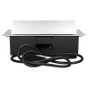 Nábytková zásuvka 2x2P+E 2xUSB 3m kábel, plochá a frézovaná hrana, strieborná OR-AE-13126/G/3M