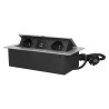 Nábytková zásuvka 2x2P+E 2xUSB 3m kábel, plochá a frézovaná hrana, strieborná OR-AE-13126/G/3M