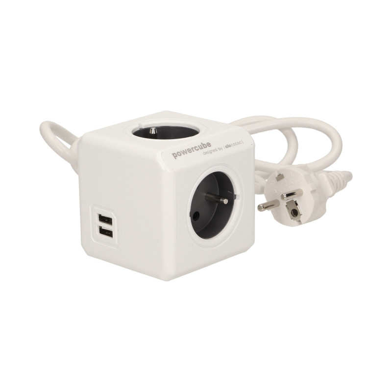 Rozbočka Powercube s káblom 4x230V, 2xUSB, kábel 1,4m