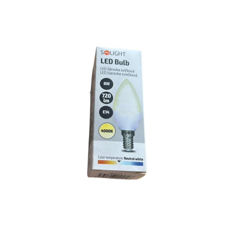 LED žiarovka E14 8W 4000K 720lm sviečka, Solight - dopredaj