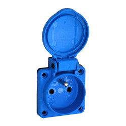 Vstavaná zásuvka 2P + E 230V 16A, modrá TP, IP54