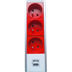 Predlžovací kábel 3 zásuvky, 1xUSB, 1XUSBC, šedá, kovové púzdro