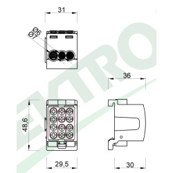 Svorkovnica rozbočovacia HLK 100A-3 (1x25,2x16 / 1x25,2x16) - hnedá