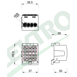 Svorkovnica rozbočovacia HLK 100A-4 (1x25,3x16 / 1x25,3x16) - sivá