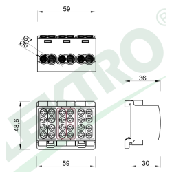 Svorkovnica rozbočovacia HLK 3x100A-2 (1x25,1x16 / 1x25,1x16) (3L)