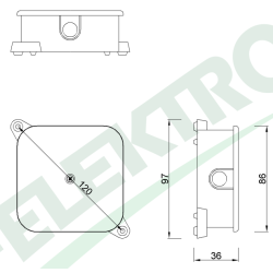 Inštalačná krabička P2 86x86x36 IP44, čierna