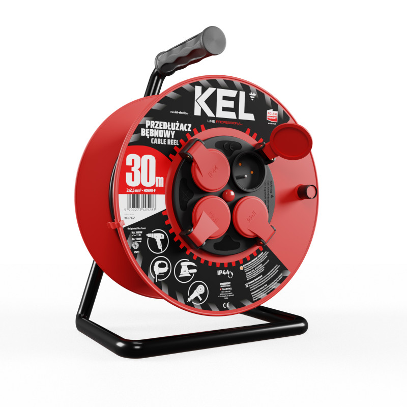 Predlžovací kábel bubnový PB-PRO / D / 30M / 3X2,5 / H05RR-F / čierny