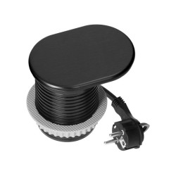 Nábytková zásuvka, kábel 1,9 m, 1x2P+E, 2xUSB (typ A+C), čierna