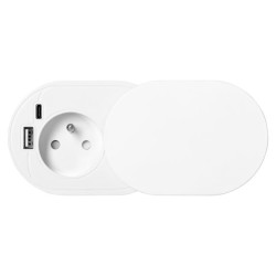 Nábytková zásuvka, kábel 1,9 m, 1x2P+E, 2xUSB (typ A+C), biela