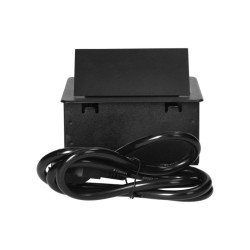 Nábytková zásuvka, 1,5m kábel, 1x2P+E, 2xUSB (typ A, 2,1A), čierna