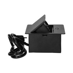 Nábytková zásuvka, 1,5m kábel, 1x2P+E, 2xUSB (typ A, 2,1A), čierna
