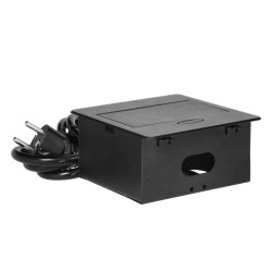 Nábytková zásuvka, 1,5m kábel, 1x2P+E, 2xUSB (typ A, 2,1A), čierna