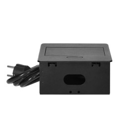 Nábytková zásuvka, 1,5m kábel, 1x2P+E, 2xUSB (typ A, 2,1A), čierna