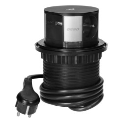 Nábytková zásuvka s 1,5m káblom, 3x2P+E, Qi 1.2.4 max. 10W, A+C