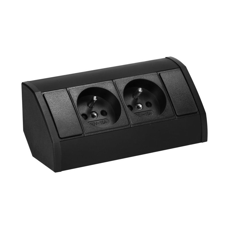 Nábytková zásuvka 2x2P+E, čierna