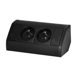 Nábytková zásuvka 2x2P+E, čierna