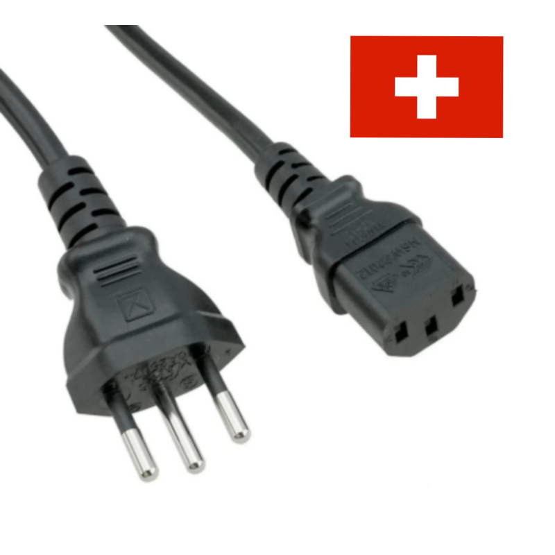 Napájací kábel Švajčiarsko SEV 1011/C13 čierny 2,5 m, 10A/250V H05VV-F3G1,0