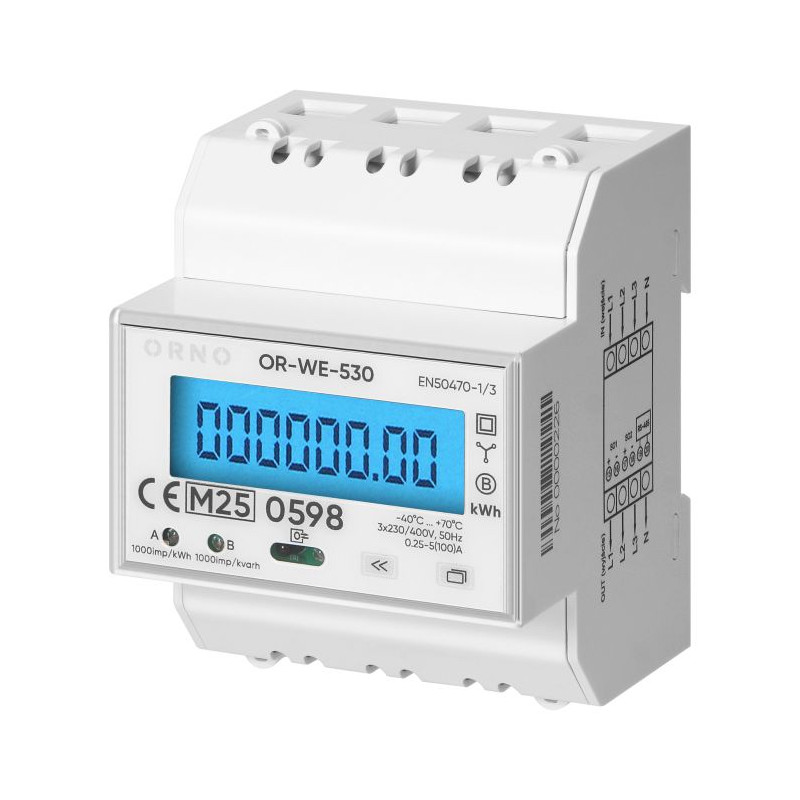 Elektromer OR-WE-530 s MID, 100A, 4,3 moduly, DIN TH-35mm