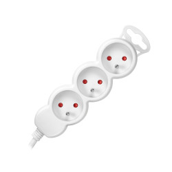 Predlžovací kábel 3m 3x1, 5mm2, 16A, 3 zásuvky, biela