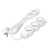 Predlžovací kábel 3m 3x1, 5mm2, 16A, 3 zásuvky, biela