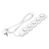 Predlžovací kábel 3m 3x1, 5mm2, 16A, 5 zásuviek, biela