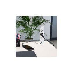 Nábytková zásuvka výsuvná LIFT BOX USB A+C, 3x230V, 1,5m kábel, biela