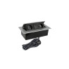 Nábytková zásuvka KOMBI BOX 2 x 230 V AC a USB A + USB C, 3m kábel, hliník