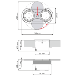 Nábytková zásuvka EIGHTBOX 2x230V, 1m kábel, čierna