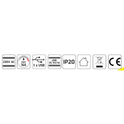 Nábytková zásuvka EIGHTBOX 1x230V, 1xUSB A, 1m kábel, čierna