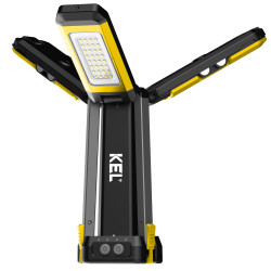 Trojité pracovné svietidlo KEL na statíve, 40W, 3200 lm, 8000 mAh, USB-C, 3-15h, IP54, IK07