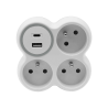 Rozbočka 3x uzemnenej zásuvky, 1x USB A 18W, 1x USB C PD 20W