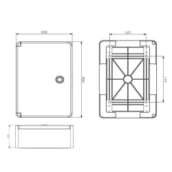 Distribučná skriňa ME50002107 200x300x130mm, IP65, IK10, transparentné dvierka